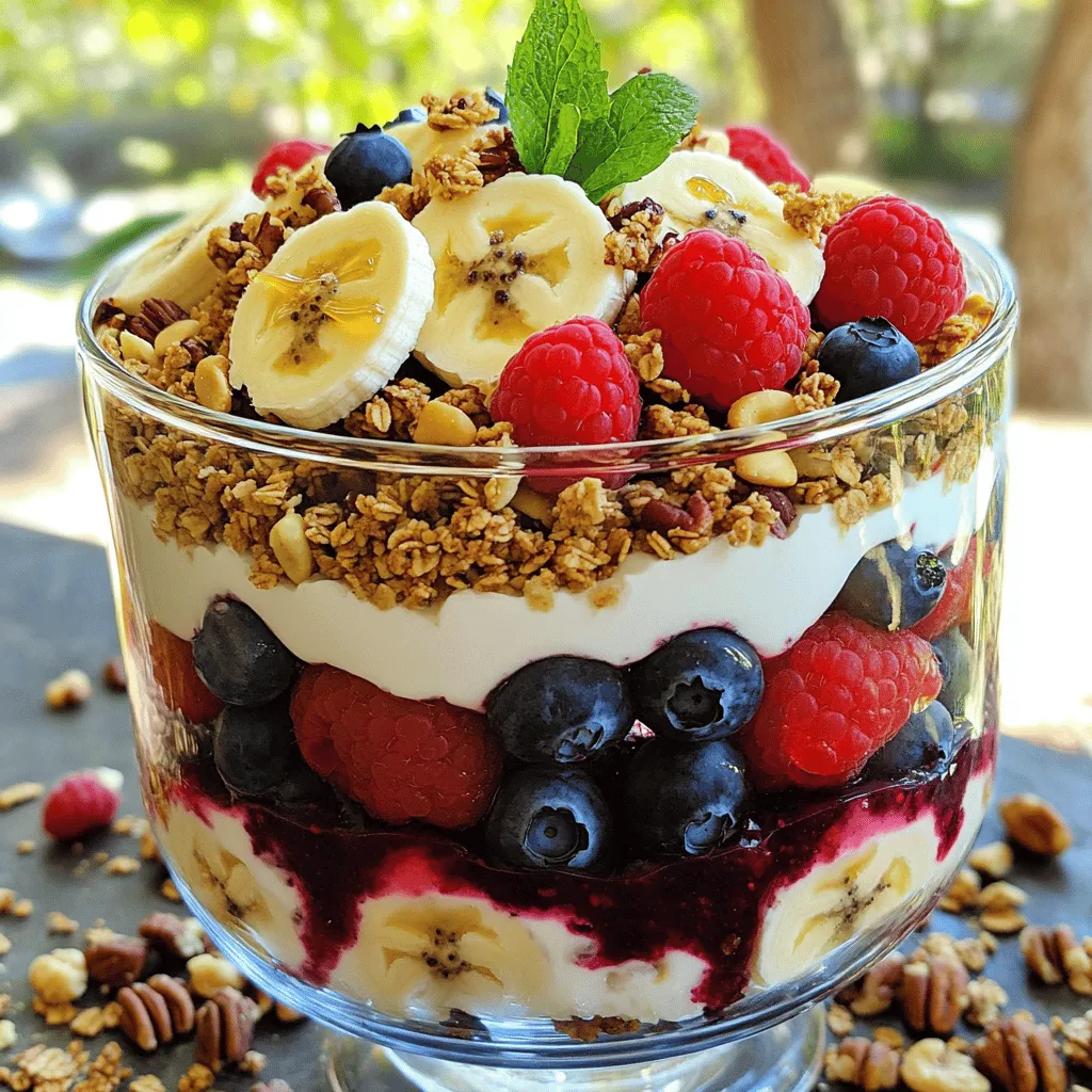 A fruit and nut trifle recipe shines with simple, fresh ingredients. The best fruits for trifle include berries and bananas. Mixed berries add color and taste. Strawberries, blueberries, and raspberries create a fruity base. Bananas bring sweetness and creamy texture.