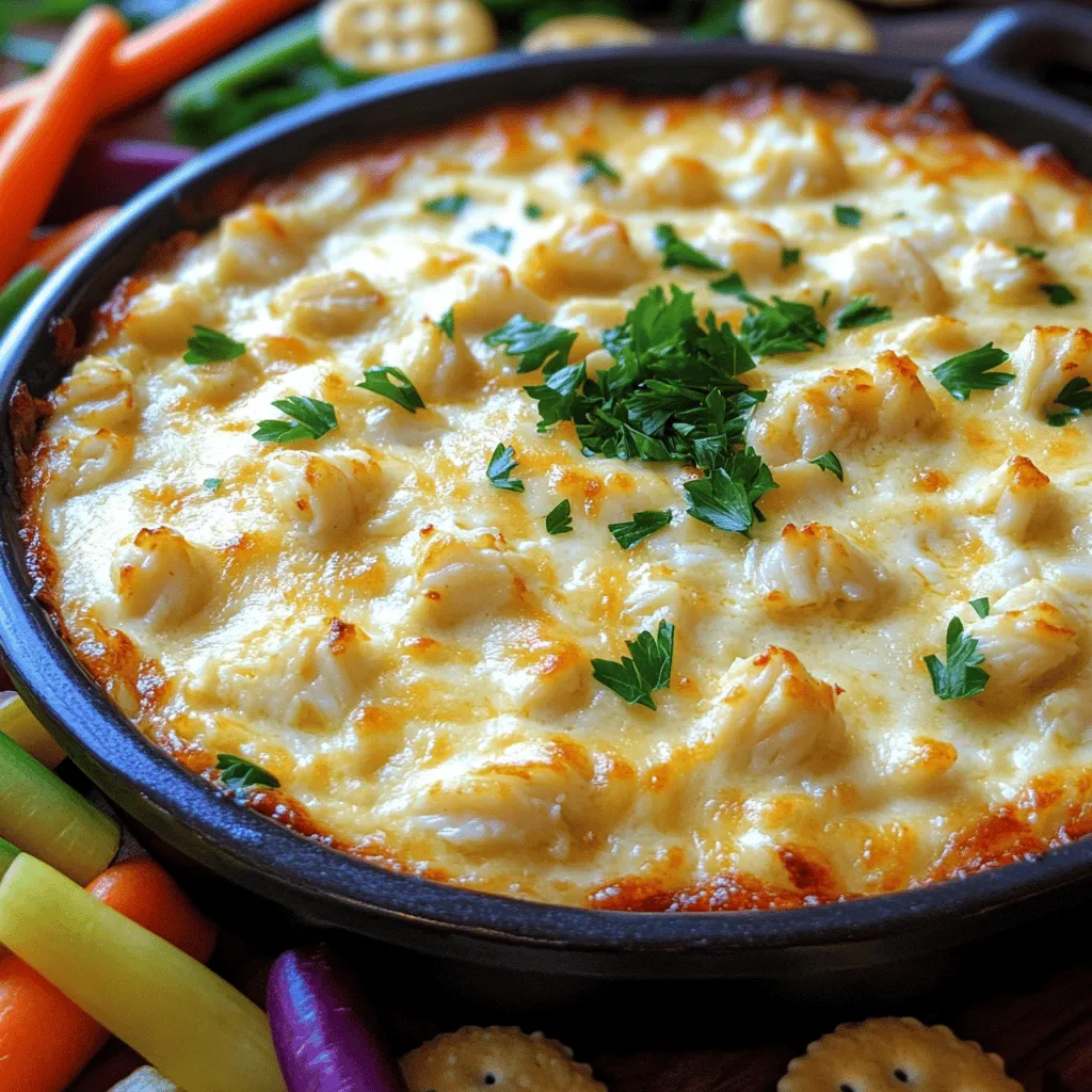 For a tasty crab dip, you need some key ingredients. First, cream cheese creates a smooth base. I like to use 8 oz of softened cream cheese. It blends well with crab meat and keeps the dip creamy.