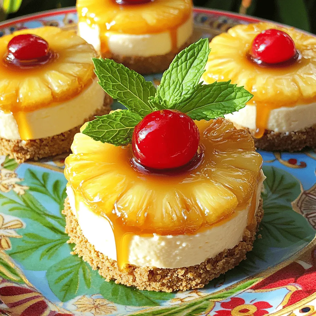 Pineapple upside-down cheesecakes are a fun twist on the classic dessert. They combine creamy cheesecake with the sweet, tangy taste of pineapple. The best part? You get the yummy caramelized fruit on top, which looks great.