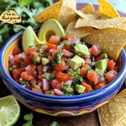 Pico de Gallo is a fresh salsa made with simple ingredients. You need ripe tomatoes, onion, jalapeños, cilantro, and lime juice. This mix creates a bright and zesty flavor.