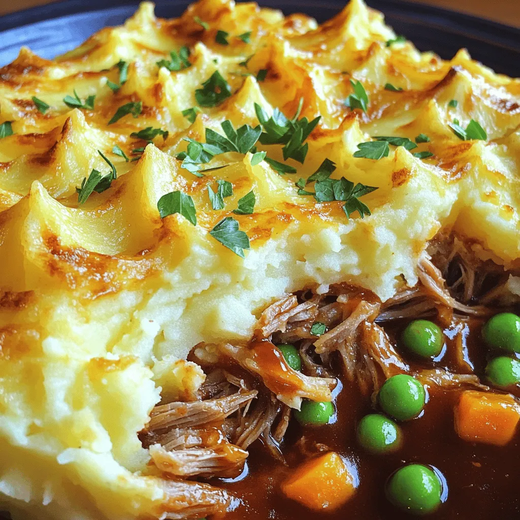 To make Pulled Pork Shepherd’s Pie, you need fresh and tasty ingredients. First, gather 2 cups of pulled pork. This is the star of the dish. You will also need 1 cup of barbecue sauce to give it a nice flavor.