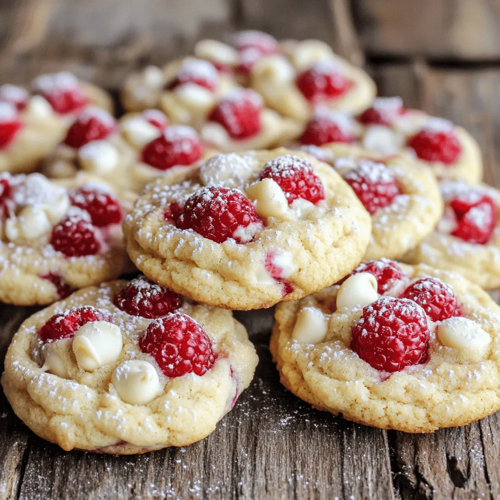 What main ingredients are needed for the recipe? The main ingredients for raspberry cheesecake cookies include cream cheese, butter, sugars, flour, eggs, baking powder, salt, fresh raspberries, and white chocolate chips. Cream cheese gives the cookies their rich and creamy texture. Butter adds softness, while sugars sweeten the cookies. Flour provides structure, and the egg binds everything together.