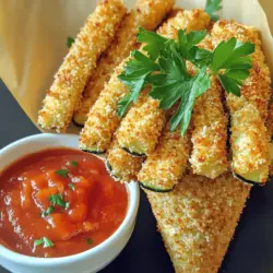 Baked Parmesan zucchini fries are a tasty snack or side dish. They are crispy, flavorful, and easy to make. Instead of regular potatoes, we use zucchini, which is lighter and healthier.