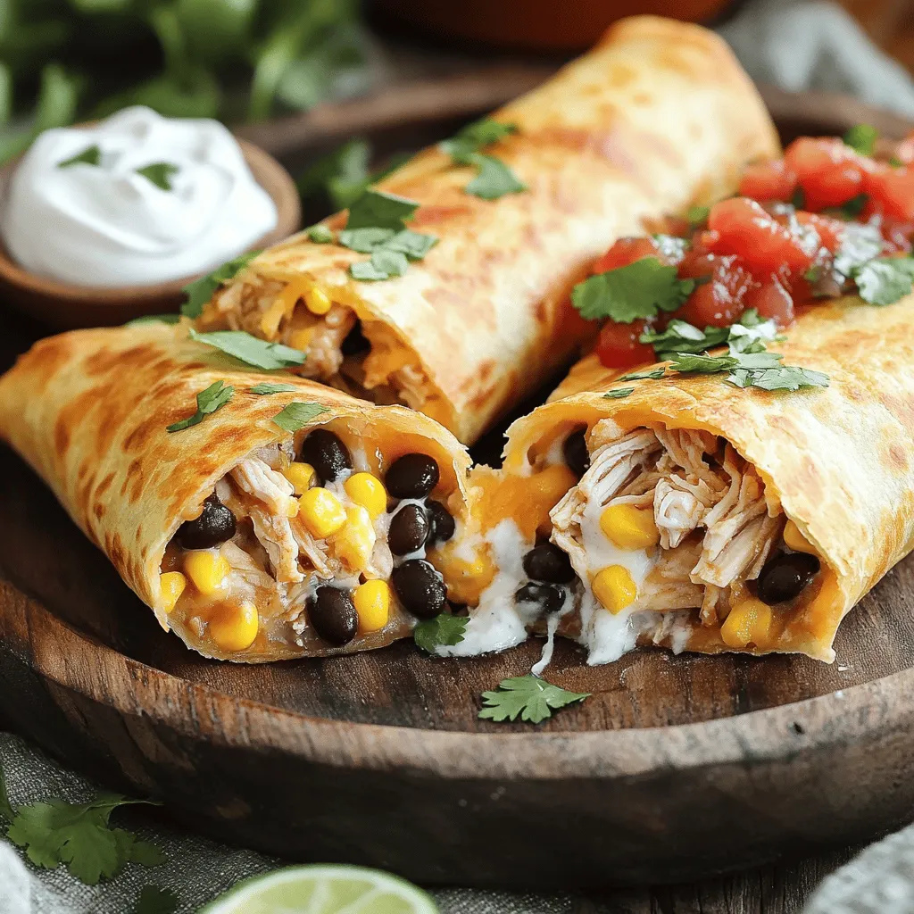 A baked chicken chimichanga recipe is simple yet packed with flavor. The main star is cooked chicken. I often use shredded chicken for a tender bite. The next key ingredient is black beans. They add protein and fiber. Cooked corn kernels bring sweetness and texture. Diced tomatoes brighten the filling and add moisture.