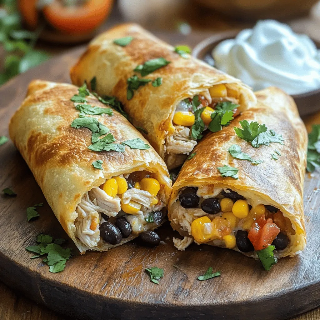 A baked chicken chimichanga recipe is simple yet packed with flavor. The main star is cooked chicken. I often use shredded chicken for a tender bite. The next key ingredient is black beans. They add protein and fiber. Cooked corn kernels bring sweetness and texture. Diced tomatoes brighten the filling and add moisture.