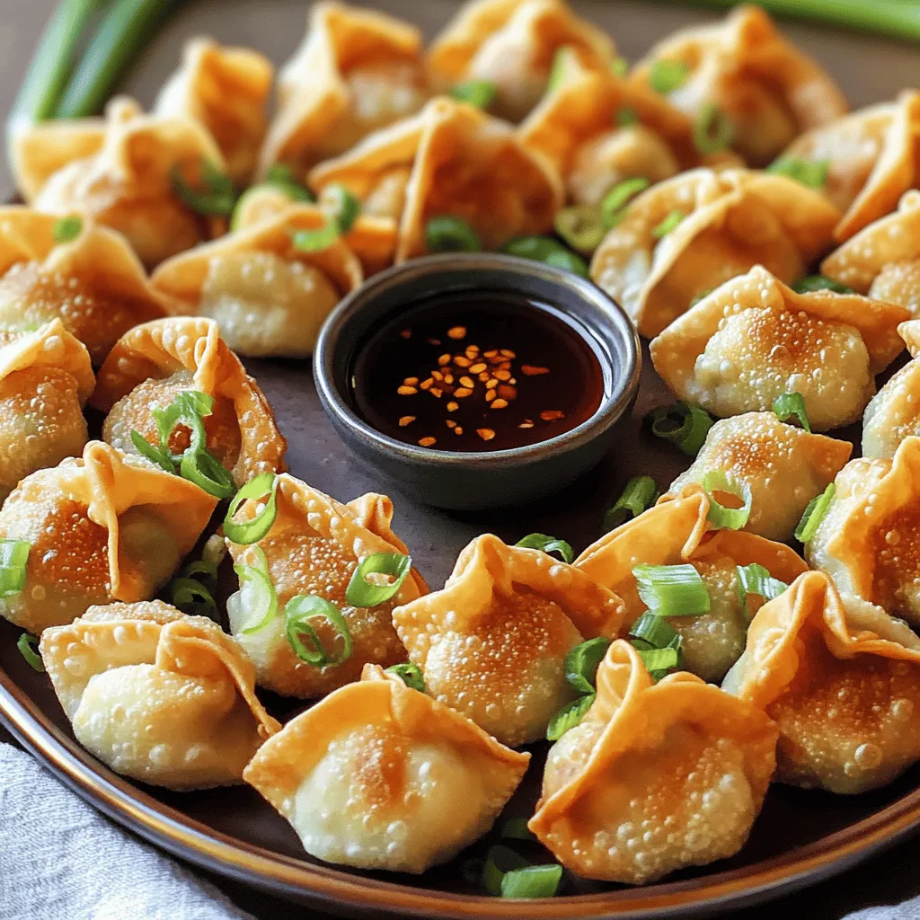 The chicken wontons recipe needs fresh and tasty ingredients. The main filling is ground chicken. This gives the wontons a lean protein base. You can add green onions for a mild, fresh flavor. Ginger and garlic add depth and warmth to the filling.