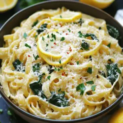 This recipe shines with just a few key ingredients. You start with pasta, vegetable broth, garlic, olive oil, and Parmesan cheese. The magic happens when you add lemon for zest and juice. Fresh spinach adds color and nutrition, but it’s optional.