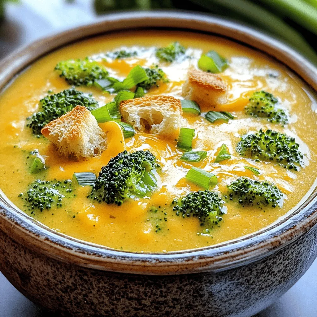 To create a great broccoli beer cheese soup, you need key ingredients. Start with four cups of broccoli florets. Fresh or frozen broccoli works fine. Next, you will need one medium onion, diced, and two cloves of garlic, minced. The onion adds sweetness, while garlic gives flavor.