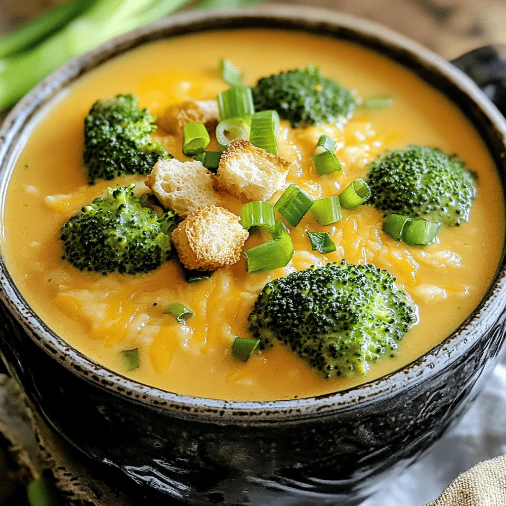 To create a great broccoli beer cheese soup, you need key ingredients. Start with four cups of broccoli florets. Fresh or frozen broccoli works fine. Next, you will need one medium onion, diced, and two cloves of garlic, minced. The onion adds sweetness, while garlic gives flavor.