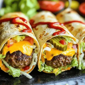 Grilled cheeseburger wraps are a fun twist on the classic cheeseburger. They combine juicy beef patties, melted cheese, and fresh toppings all wrapped in a soft tortilla. This makes them easy to eat and perfect for any occasion. You can hold them in one hand and enjoy every bite.