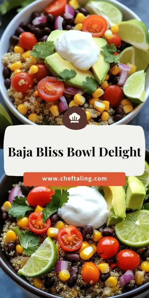 Discover the vibrant flavors of the Baja Bliss Bowl, a nutritious and delicious meal inspired by the sunny coast of Baja California. Packed with quinoa, black beans, fresh veggies, and creamy avocado, this bowl is perfect for lunch, dinner, or a post-workout boost. Whether you're vegetarian, gluten-free, or just looking for tasty healthy recipes, this dish can be customized to fit all preferences. Click through to explore the full recipe and make your own Baja Bliss Bowl today!