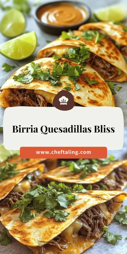 Discover the irresistible flavors of savory birria quesadillas with this easy-to-follow recipe! Experience the delightful combination of slow-cooked meat, melted cheese, and crispy tortillas, perfect for any gathering or cozy night in. With a blend of traditional spices and fresh garnishes like cilantro and lime, these quesadillas will elevate your dinner game. Click through to explore the recipe and bring a taste of Mexico to your table!