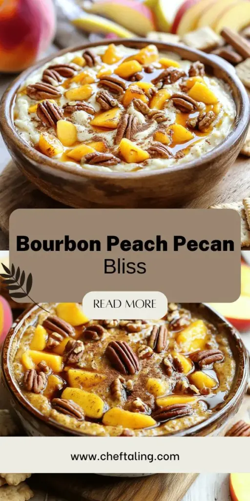 Elevate your entertaining game with this delicious Bourbon Peach Pecan Dip! Perfect for gatherings, this crowd-pleaser combines sweet peaches, crunchy pecans, and a hint of bourbon for a unique flavor explosion. Easy to prepare and visually stunning, it pairs beautifully with crackers, fruit, and more. Click through to discover the simple recipe that will make your next party a hit! Don't miss out on this tasty dip that everyone will love!