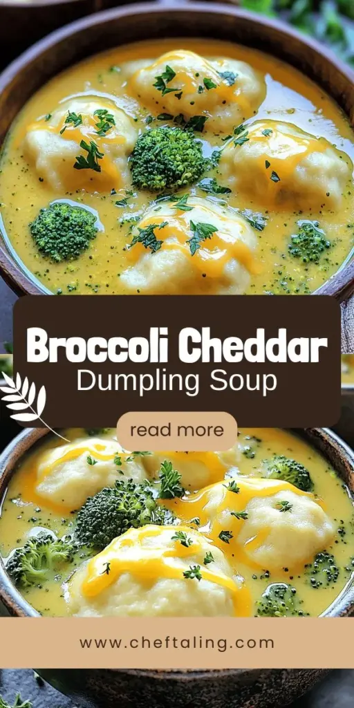 Warm up your evenings with our Cheesy Broccoli Bliss Soup with Fluffy Dumplings, a cozy comfort food that combines creamy cheddar cheese and nutritious broccoli in a hearty bowl. This easy recipe is perfect for chilly nights or impressing guests with delicious flavor and texture. Dive into this nourishing dish that not only satisfies your cravings but also supports your health. Click through to explore the full recipe and start your culinary adventure today!