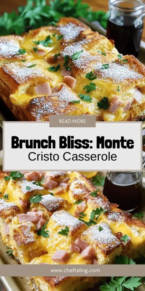 Looking for a delicious and unique brunch idea? Try my Monte Cristo Breakfast Casserole! This easy-to-make dish combines savory ham, rich Swiss cheese, and sweet French toast for a delightful twist on the classic sandwich. Perfect for gatherings, it's packed with flavor and sure to impress your guests. Click through to discover the full recipe and impress everyone at your next brunch with this tasty casserole!