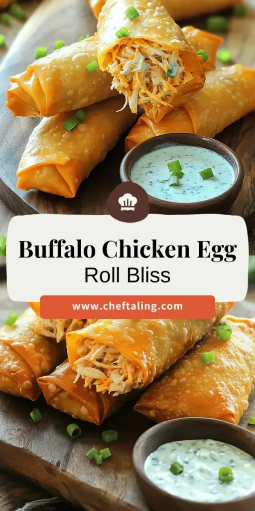 Elevate your snacking game with our captivating Buffalo Chicken Egg Rolls recipe! These crispy delights combine the bold flavors of Buffalo chicken and creamy cheese for a mouthwatering twist on a classic favorite. Perfect for game days or casual gatherings, these egg rolls are easy to make and incredibly satisfying. Ready to impress your guests? Click through for step-by-step instructions and tips to create these delicious bites at home!