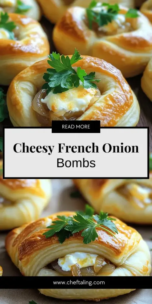 Elevate your snack game with French Onion Bombs, a delicious twist on the classic French onion soup! These golden, flaky delights are stuffed with caramelized onions, gooey cheese, and rich broth for an irresistible flavor explosion. Perfect for gatherings or a cozy dinner, they’re sure to impress anyone. Ready to try this crowd-pleaser? Click through for the full recipe and step-by-step instructions to make your own mouthwatering French Onion Bombs!