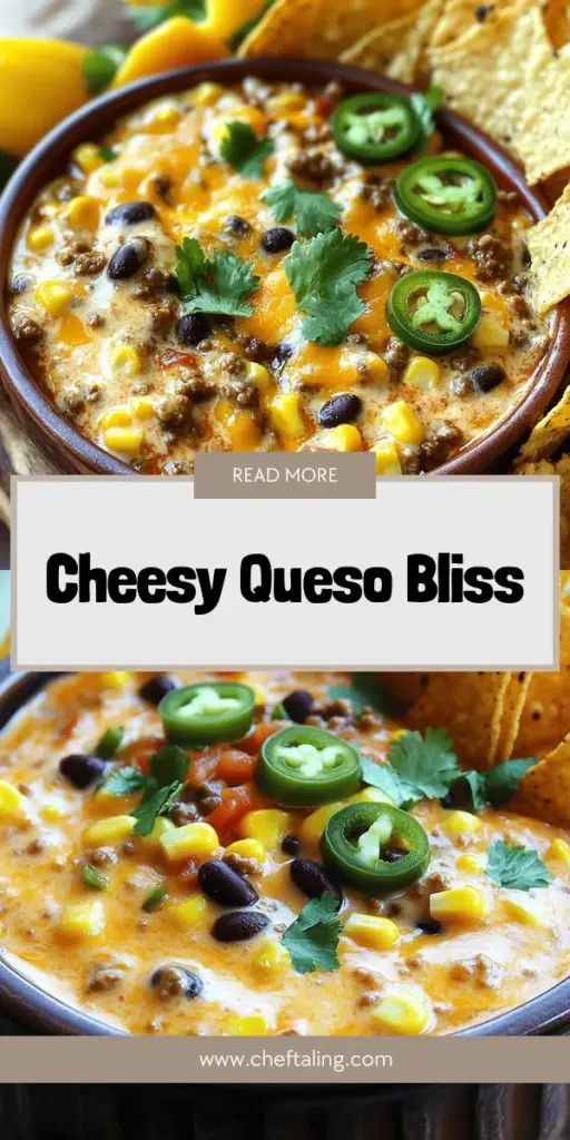 Indulge in the ultimate comfort food with our Creamy Cheesy Delight Queso recipe! This velvety dip is perfect for parties or cozy nights in, featuring a mouthwatering blend of cheese, diced tomatoes, black beans, and spices that everyone will love. Easy to make and serve, it’s a delightful addition to any gathering. Click through to explore the recipe and impress your guests with this gooey, cheesy goodness that brings everyone together!