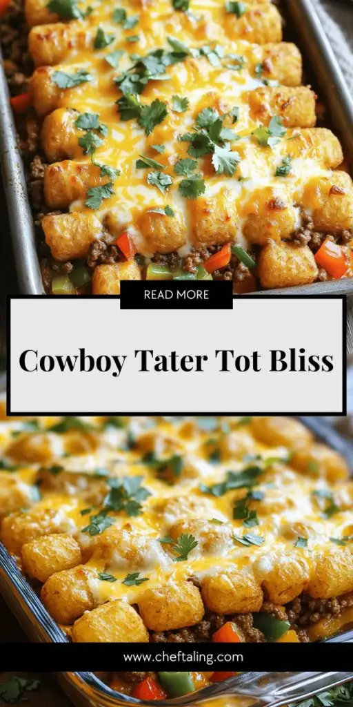 Indulge in the ultimate comfort food with Cowboy Tater Tot Casserole, a scrumptious blend of ground beef, colorful veggies, and crispy tater tots! Perfect for family dinners or gatherings, this dish is easy to prepare and even easier to love. From flavorful seasonings to melty cheese, each bite promises to warm hearts and bring everyone together. Click to explore the full recipe and transform your mealtime into a cozy celebration!