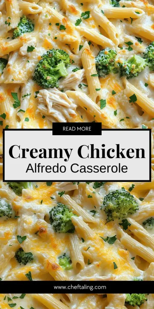 Discover the ultimate family meal with my Chicken Alfredo Pasta Casserole! This creamy and cheesy dish is easy to customize using leftover chicken and your favorite veggies, perfect for busy weeknights. With details on key ingredients, preparation steps, and serving ideas, you'll have everything you need to impress your loved ones. Click through to explore the full recipe and make this comforting casserole tonight!