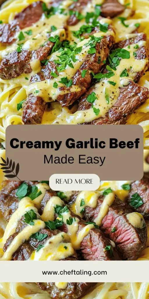 Satisfy your taste buds with this creamy garlic beef recipe that's both simple and flavorful! Discover the perfect combination of tender beef sirloin and a rich creamy garlic sauce. Whether you're a cooking novice or a kitchen pro, this dish is quick to prepare, taking just 25 minutes from start to finish. Click through for the full recipe with ingredient tips and serving suggestions that will impress your family at any dinner table!