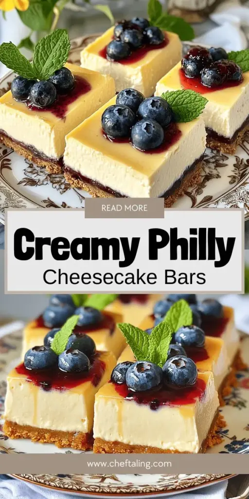 Indulge your sweet tooth with our easy creamy dessert recipe for Philadelphia Cheesecake Bars! These delightful bars feature a rich cream cheese filling atop a buttery graham cracker crust, perfect for any celebration. Discover the history, essential ingredients, and step-by-step instructions along with fun flavor variations. Click through to explore the full recipe and treat your loved ones to this timeless dessert that everyone will adore!