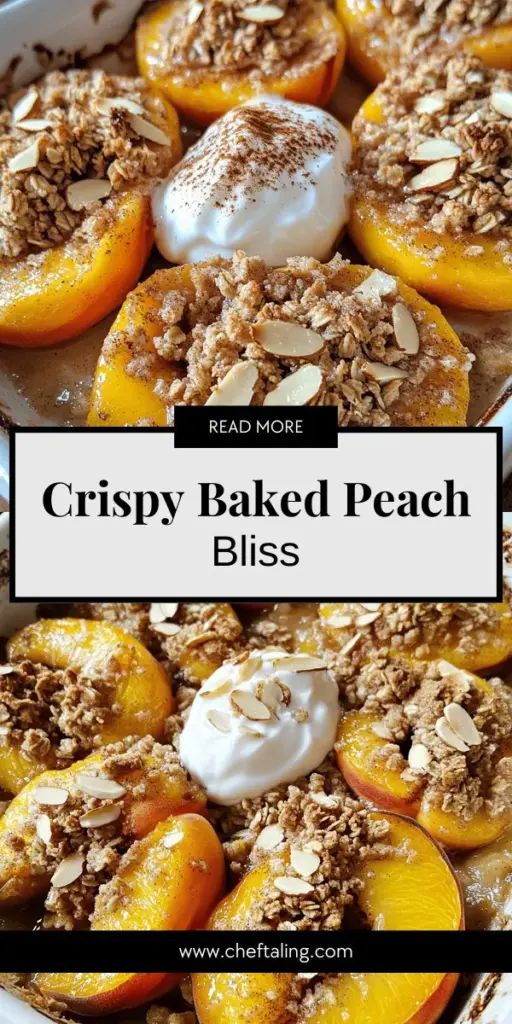 Discover the perfect summer dessert with baked peaches that take advantage of the season's juiciest fruit! This easy recipe combines sweet, ripe peaches with a deliciously crunchy crisp topping that’s simply irresistible. Explore fun variations, learn how to choose the best peaches, and find tips for perfect results every time. Click through to get the full recipe for baked peaches with crisp and impress your friends and family with this delightful treat!