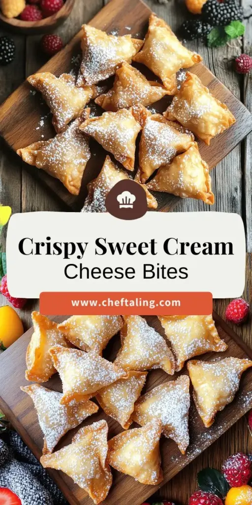 Indulge in sweet cream cheese wontons – the perfect delightful dessert bites! These crispy treats are filled with a creamy, dreamy filling that'll satisfy your sweet tooth. Explore easy recipes, cooking tips, and creative serving ideas to impress your guests. Whether you fry or bake, these wontons are a fun twist on a classic favorite. Click through to discover how to make these irresistible treats your new go-to dessert!