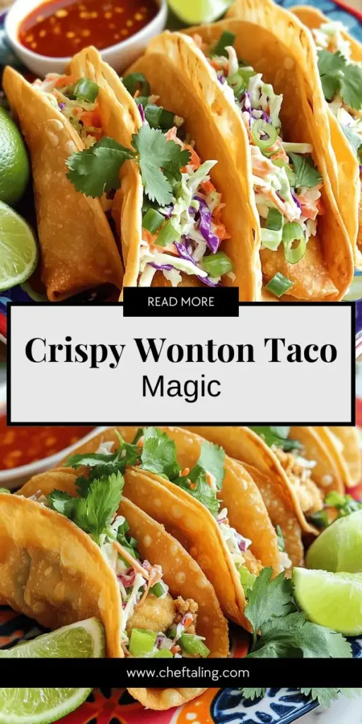 Discover the delicious fusion of crispy chicken wonton tacos, where Asian and Mexican flavors come together for a mouthwatering treat! With crispy wonton wrappers, savory ground chicken, and vibrant toppings, this recipe is perfect for any occasion. Easy to make and visually appealing, these tacos are sure to impress your guests. Click through for a step-by-step guide and unleash your culinary creativity today! Enjoy the perfect balance of flavor and fun!