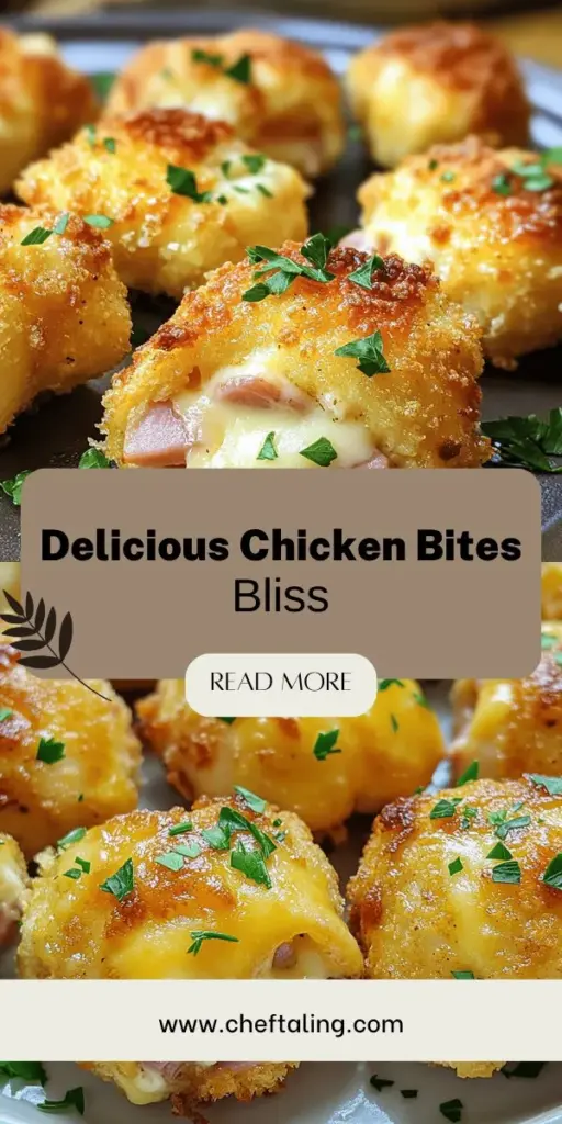 Satisfy your cravings with this easy recipe for Irresistible Chicken Cordon Bleu Bites! This delightful appetizer combines juicy chicken, savory ham, and creamy Swiss cheese in a perfect bite-sized treat. Whether you’re hosting a party or looking for a tasty snack, these crispy bites are sure to impress. Discover simple ingredients, cooking methods, and dipping sauce ideas. Click through to get the full recipe and elevate your cooking game!