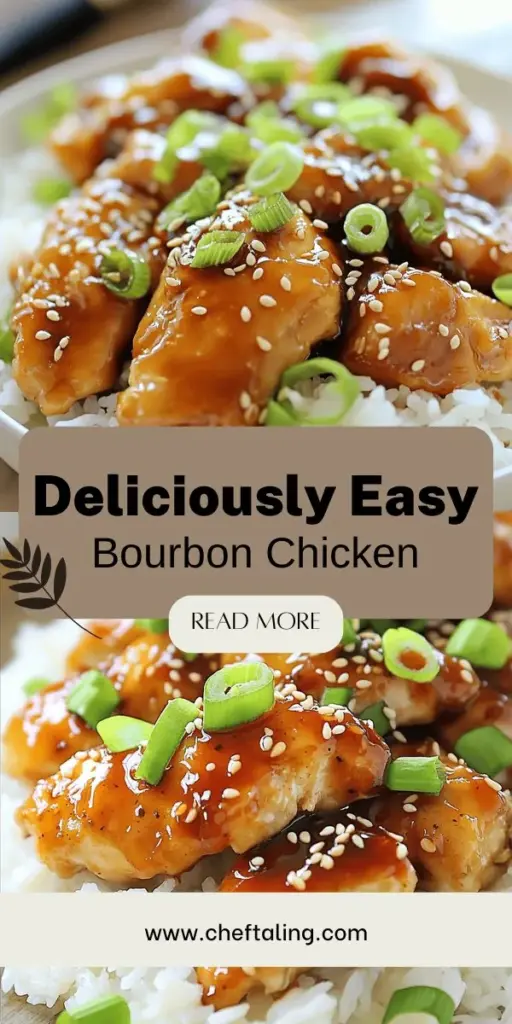 Impress your family with this Easy Bourbon Chicken that’s both flavorful and simple to prepare! Using just a few key ingredients like chicken thighs, soy sauce, and brown sugar, you'll create a dish that’s packed with delicious flavor. Perfect for busy weeknights, this recipe offers various cooking methods, tips, and serving suggestions to elevate your meal. Click through to discover the full recipe and start cooking today!