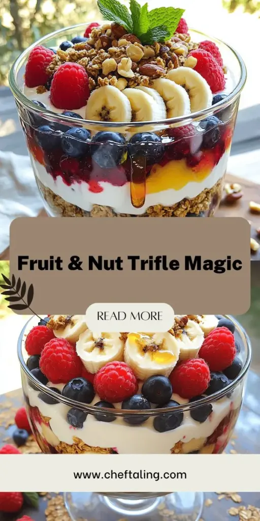 Indulge in a delicious and easy dessert with my Fruit and Nut Trifle! This delightful recipe blends fresh fruits, crunchy nuts, and creamy yogurt for a colorful treat perfect for any occasion. Customize it to your taste with your favorite fruits and nuts. Check out the full recipe and step-by-step instructions to create this layered delight that is sure to impress. Click through to explore how to make your own Fruit and Nut Trifle today!