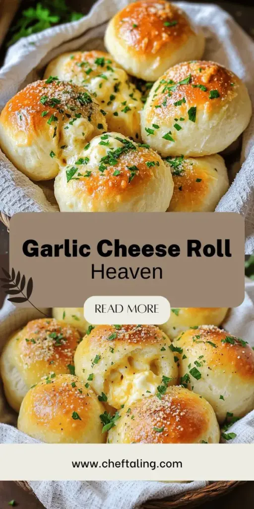 Indulge in the ultimate comfort food with these delightful Cheesy Garlic Dinner Rolls! Perfectly soft and warm, each roll reveals a gooey cheese center with a burst of garlic flavor. Ideal for family dinners, parties, or cozy gatherings, these homemade rolls will elevate any meal. Ready to impress your loved ones? Click through to explore this easy recipe and discover how to create these irresistible rolls from scratch!