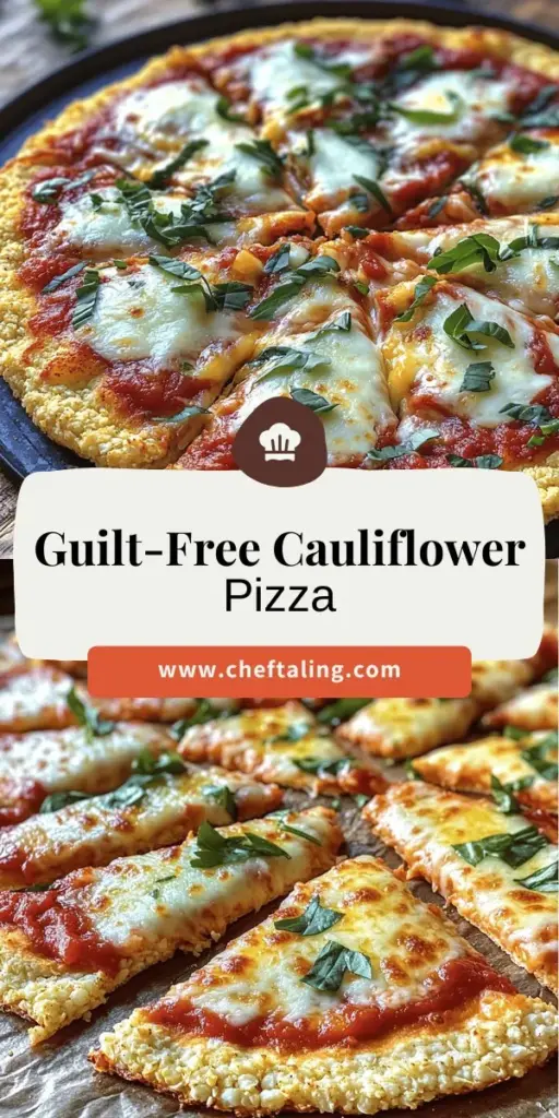 Enjoy pizza without the guilt with this easy cauliflower pizza crust recipe! Perfect for those looking to cut carbs or follow a gluten-free diet, this delicious option offers fantastic health benefits while satisfying your cravings. Learn how to create a wonderful, crispy crust and explore a variety of tasty topping ideas. Click through to discover the full recipe and start your journey to healthier pizza tonight!