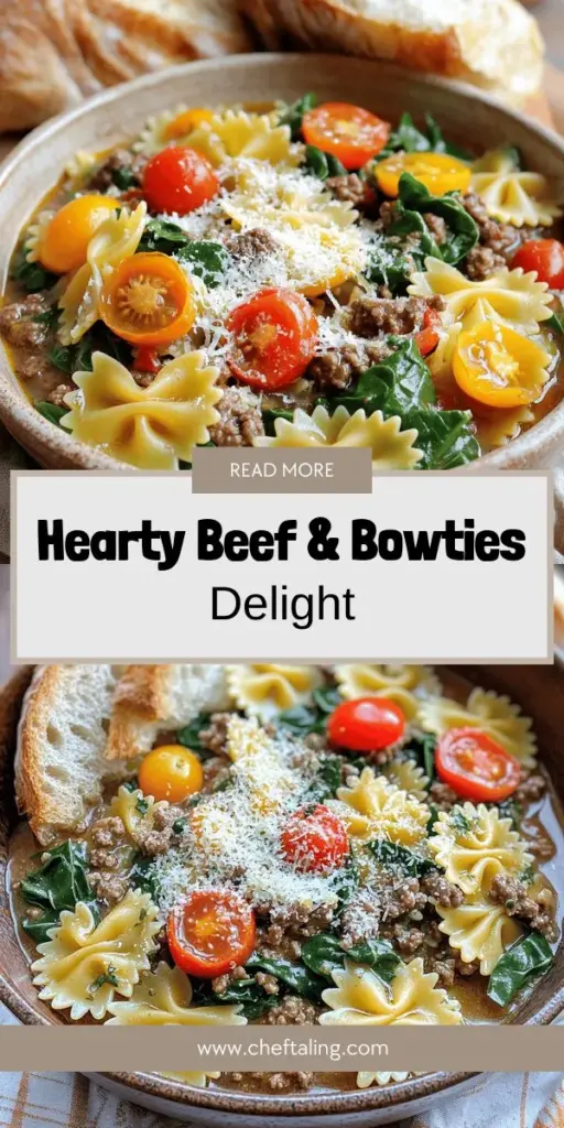 Looking for a comforting meal that’s sure to satisfy? Try my Beef and Bowtie Pasta recipe! This hearty dish combines tender beef and flavorful bowtie pasta, creating a warm hug for your taste buds. Discover easy cooking tips, ingredient variations, and serving suggestions to make it your own. Perfect for busy weeknights or cozy gatherings, click to explore this delicious recipe and bring comfort food into your kitchen today!