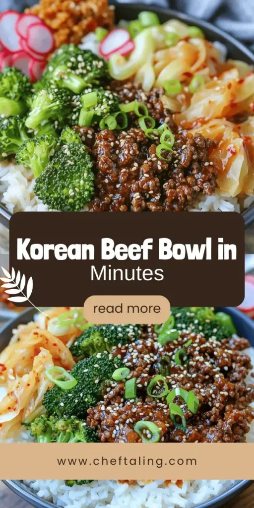 Satisfy your cravings with a delicious Korean Ground Beef Bowl that's quick and easy to make! This flavorful dish combines lean ground beef, fresh vegetables, and aromatic seasonings to create a meal that's perfect for busy weeknights or impressing guests. Discover the essential ingredients, step-by-step instructions, and exciting variations to customize it to your taste. Click through to explore this simple recipe and elevate your dinner game!