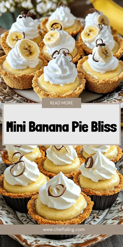 Satisfy your sweet tooth with this delightful Mini Banana Cream Pie recipe! Perfect for any occasion, these easy-to-make bite-sized desserts feature a crunchy graham cracker crust, smooth banana pudding filling, and fluffy whipped cream topping. Explore fun variations to customize your mini pies and impress your guests. Click through to discover the full recipe, tips, and tricks for making these tasty treats! Enjoy a slice of happiness today!