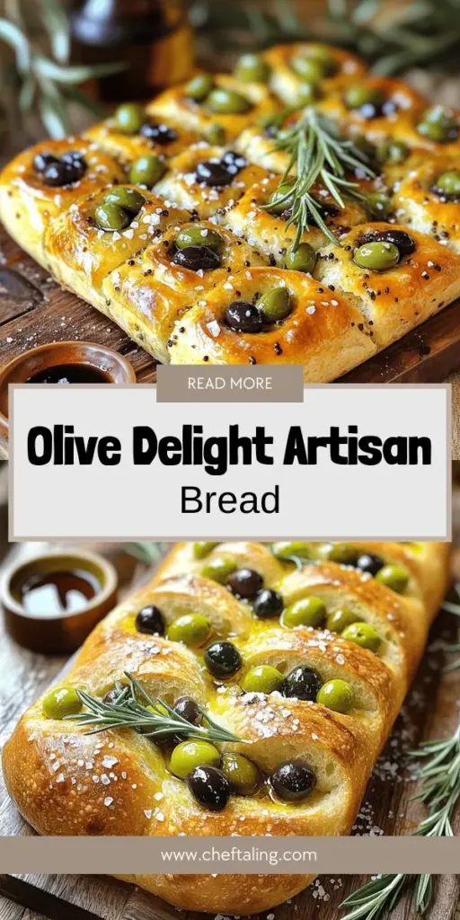 Elevate your baking skills with the Olive Delight Artisan Bread recipe! This homemade bread is infused with savory olives, fragrant rosemary, and rich garlic, creating a unique flavor that’s perfect for any meal. Enjoy the therapeutic process of baking while filling your kitchen with delightful aromas. Ready to impress your family and friends? Click through to explore this delicious recipe and bring the artisan touch to your table today!