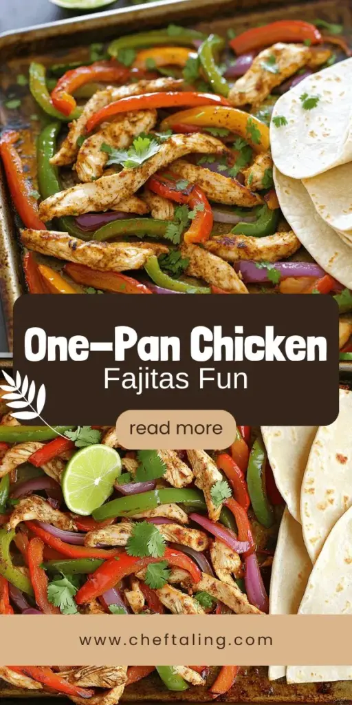 Looking for a quick and delicious dinner option? Savory Sheet Pan Chicken Fajitas are the answer! This easy one-pan meal features juicy chicken, vibrant bell peppers, and flavorful spices, all roasted to perfection. It's customizable, allowing you to add your favorite veggies and toppings. Perfect for busy nights and family fun, these fajitas are sure to please everyone! Click through to discover the full recipe and get cooking tonight!