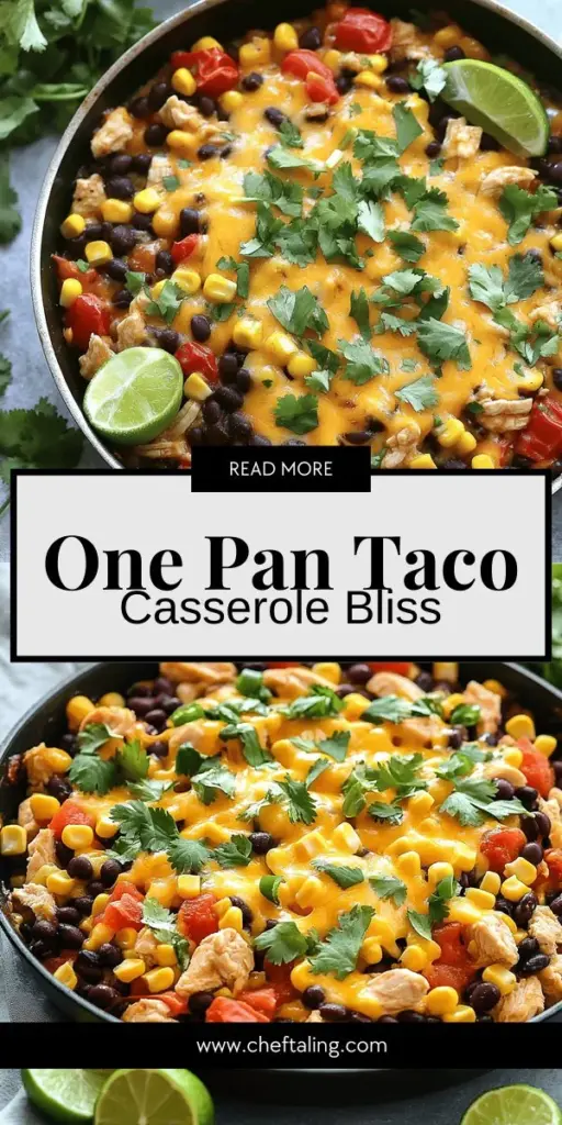 Discover the ultimate comfort food with our One Pan Chicken Taco Casserole Recipe! This delightful dish combines juicy chicken, beans, corn, and melty cheese in a single pan, making meal prep and cleanup a breeze. Perfect for busy weeknights or family gatherings, this flavorful Tex-Mex casserole will please everyone at your table. Click through to explore the step-by-step recipe and bring this hearty dish to life today!