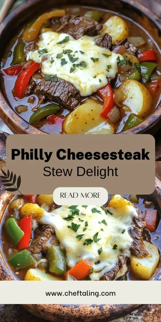 Warm your heart and comfort your soul with this delicious Philly Cheesesteak Stew. This tasty recipe blends tender beef sirloin, sautéed onions, bell peppers, and gooey provolone cheese into a rich, hearty broth that's perfect for any occasion. Discover how easy it is to recreate this crowd-pleasing dish in your own kitchen, from selecting the best ingredients to step-by-step cooking instructions. Click through to explore the full recipe and bring a taste of Philadelphia home!