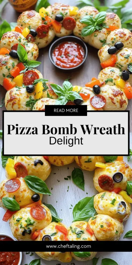 Elevate your appetizer game with this delicious Pizza Bomb Wreath recipe! This festive dish combines the beloved flavors of pizza into a stunning wreath shape, perfect for gatherings or cozy nights in. With customizable fillings like gooey cheese, savory meats, and colorful veggies, everyone can enjoy their favorite flavors. Dive into this fun cooking adventure and impress your guests. Click through for step-by-step instructions and tips to make this crowd-pleaser!