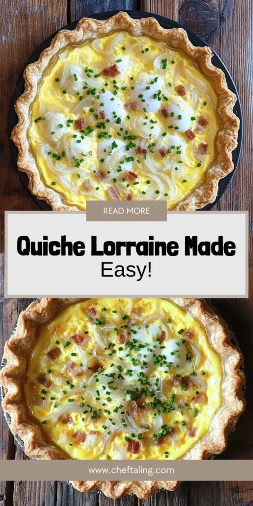 Discover the joy of cooking with our delightful Quiche Lorraine recipe! This classic French dish combines creamy filling, crispy crust, and savory bacon, making it a perfect meal for any occasion. Learn essential tips and tricks to avoid a soggy bottom and customize your quiche to suit your taste. Impress your family and friends with your cooking skills! Click through to explore the full recipe and bring a taste of France to your kitchen!