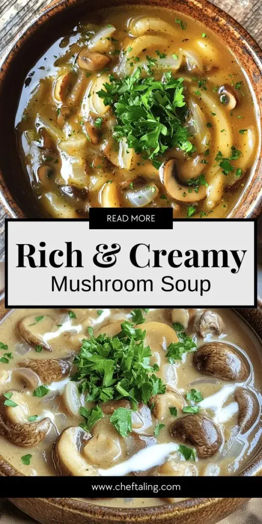 Elevate your cooking with a deliciously rich and flavorful Cream of Mushroom Soup that's easy to make from scratch! This recipe guides you through the key ingredients, simple steps, and mouthwatering variations for vegan and gluten-free options. Perfect for warming your soul, this comforting soup is packed with nutrients and flavor. Click through to discover the full recipe and explore endless ways to enjoy this creamy delight!