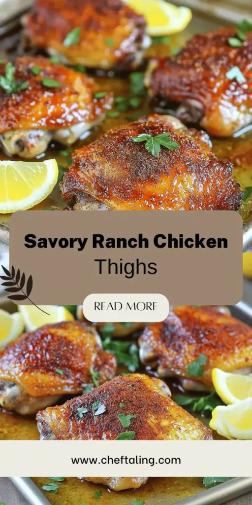 Discover the ultimate recipe for delicious Ranch Chicken Thighs that are both savory and simple to make! This mouthwatering dish features juicy chicken thighs marinated in a flavorful ranch mix, ensuring each bite is packed with taste. Learn essential cooking tips, seasoning suggestions, and perfect pairings to impress your family at dinner. Click through for the full recipe and get ready to savor this delightful meal tonight!