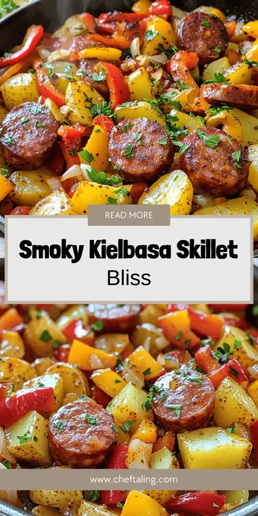 Discover the ultimate comfort food with our Smoky Kielbasa & Potato Skillet with Peppers! This one-pan meal is a delightful combination of savory kielbasa, tender potatoes, and vibrant bell peppers, perfect for busy weeknights or family gatherings. Packed with flavor and nutrients, it's simple to make and sure to impress. Ready to indulge in a hearty dish that warms both body and soul? Click through to explore the full recipe and bring this delicious meal to your table!