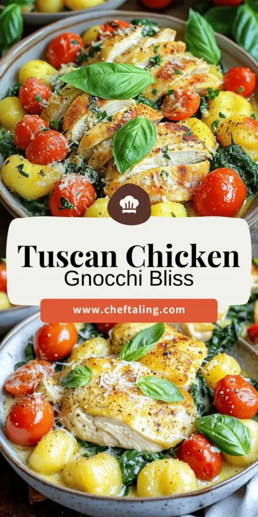 Indulge in the rich flavors of Tuscan Chicken & Gnocchi Delight, a mouthwatering Italian dish that brings comfort and elegance to your table. This recipe showcases succulent chicken, creamy sauce, pillowy gnocchi, and vibrant vegetables like spinach and tomatoes, all infused with aromatic herbs. Perfect for any occasion, it's easy to make and sure to impress! Click through to explore this delicious recipe that will elevate your dining experience.