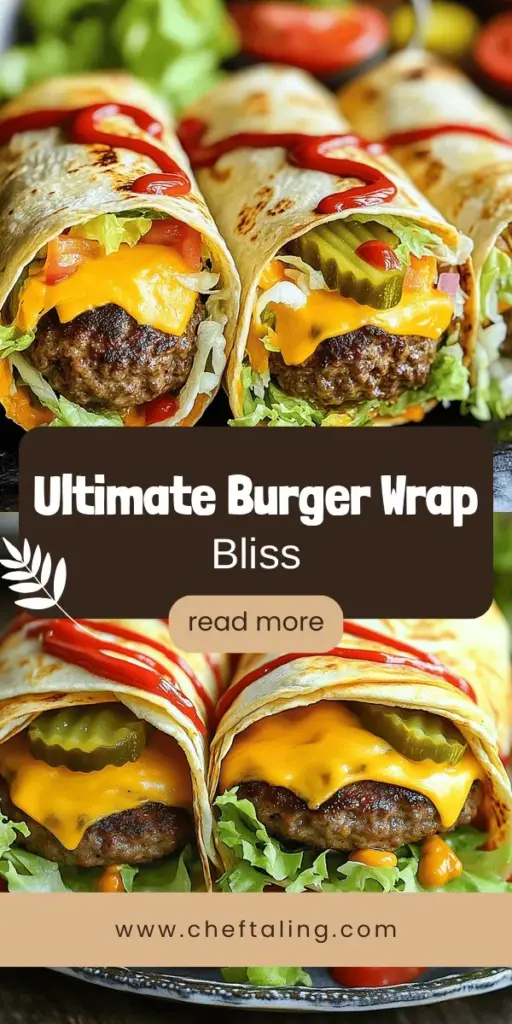 Elevate your meal with Grilled Cheeseburger Wraps, the ultimate tasty twist on a classic burger! Enjoy juicy beef, melted cheese, and fresh toppings all wrapped in a soft tortilla for a fun and portable meal. This easy recipe will guide you through making these delicious wraps, with tips to customize them your way. Perfect for lunch, picnics, or family dinners! Click to discover the full recipe and enjoy a new burger experience today!