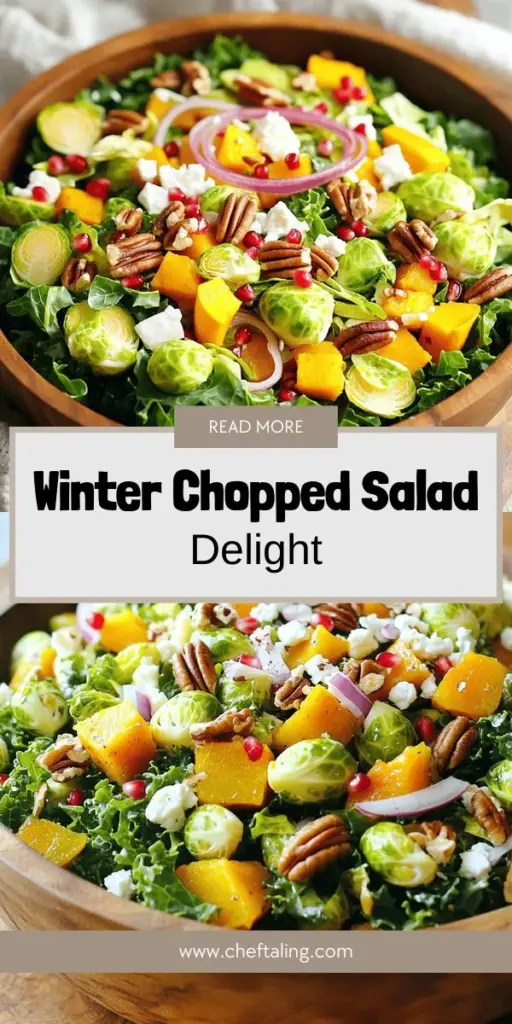 Warm up your winter meals with a delicious Winter Chopped Salad, the perfect blend of fresh ingredients that celebrates the season's bounty. This vibrant salad features nutrient-packed kale, roasted butternut squash, crunchy pecans, and a tangy apple cider vinaigrette that ties everything together. Ideal as a side or a satisfying main, this recipe is simple to prepare and offers endless variations. Click through to explore the full recipe and enjoy a healthy, colorful dish this winter!