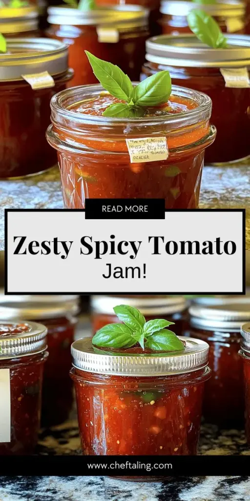 Elevate your culinary creations with the unique and flavorful spicy tomato jam recipe! This delightful condiment combines the sweetness of ripe tomatoes with a spicy kick from jalapeños, making it perfect for everything from cheese platters to grilled meats. Discover step-by-step instructions to make your own and tips for proper storage and serving. Don't miss out on this rewarding kitchen adventure—click through to explore the full recipe now!